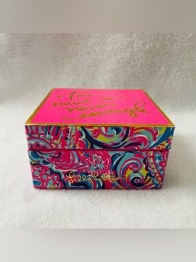 Lilly Pulitzer Jewelry Box Organizer 4”x 4” Lacquer Trinket Box Colorful Vibrant